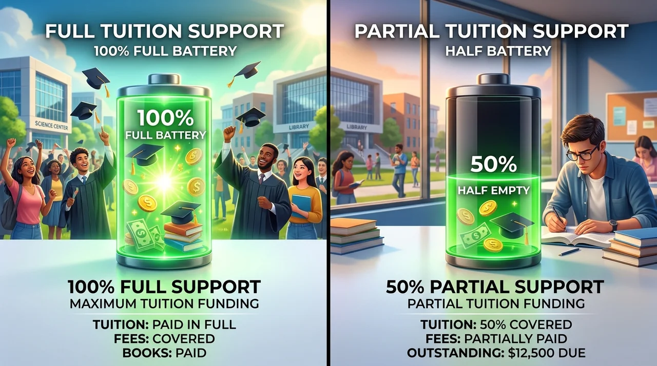 기업 규모에 따른 지원 금액 비교 (50% vs 100%)