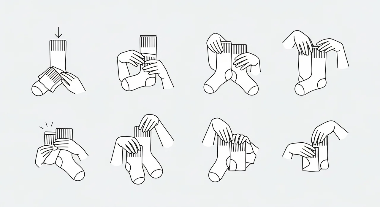 긴 양말 & 중기장 양말: 3등분 사각 접기