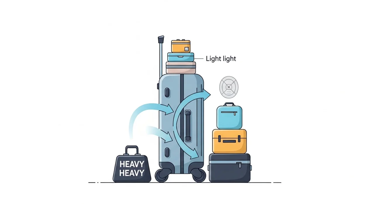 무게 중심의 법칙: 무거운 것은 바퀴 쪽으로!