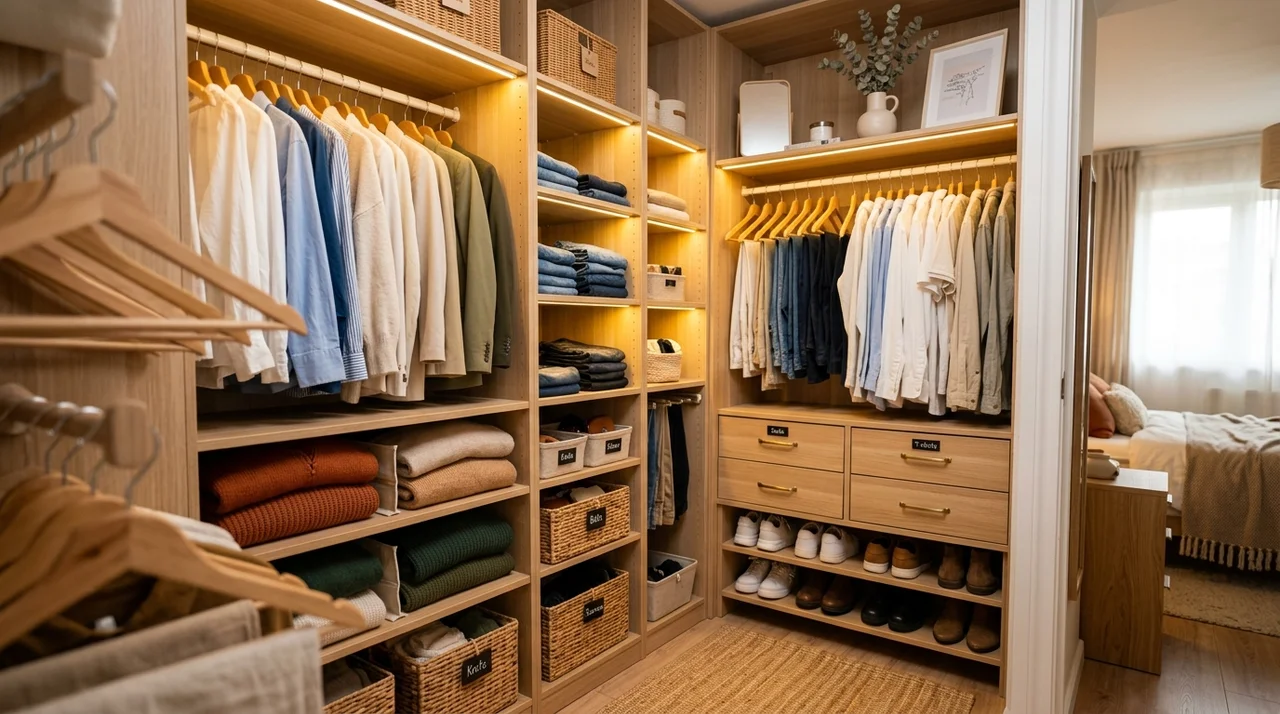 좁은 옷장 공간 200% 활용 팁: 수납 마법의 비밀