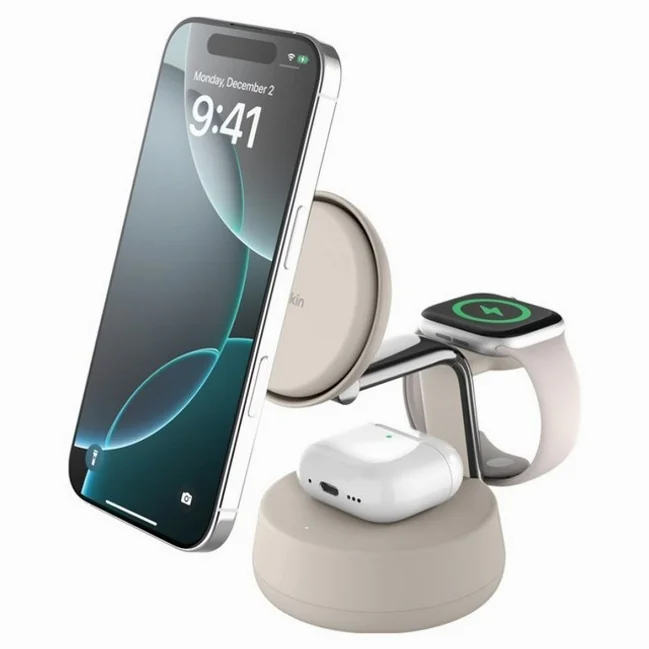 벨킨 울트라차지 프로 3in1 Qi2 25W 마그네틱 초고속 무선 충전기 스탠드형 WIZ040krCH