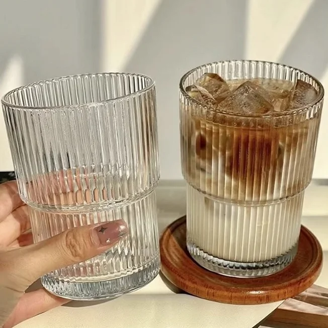 잇어스 플리츠 스택 유리컵 380ml, 2개