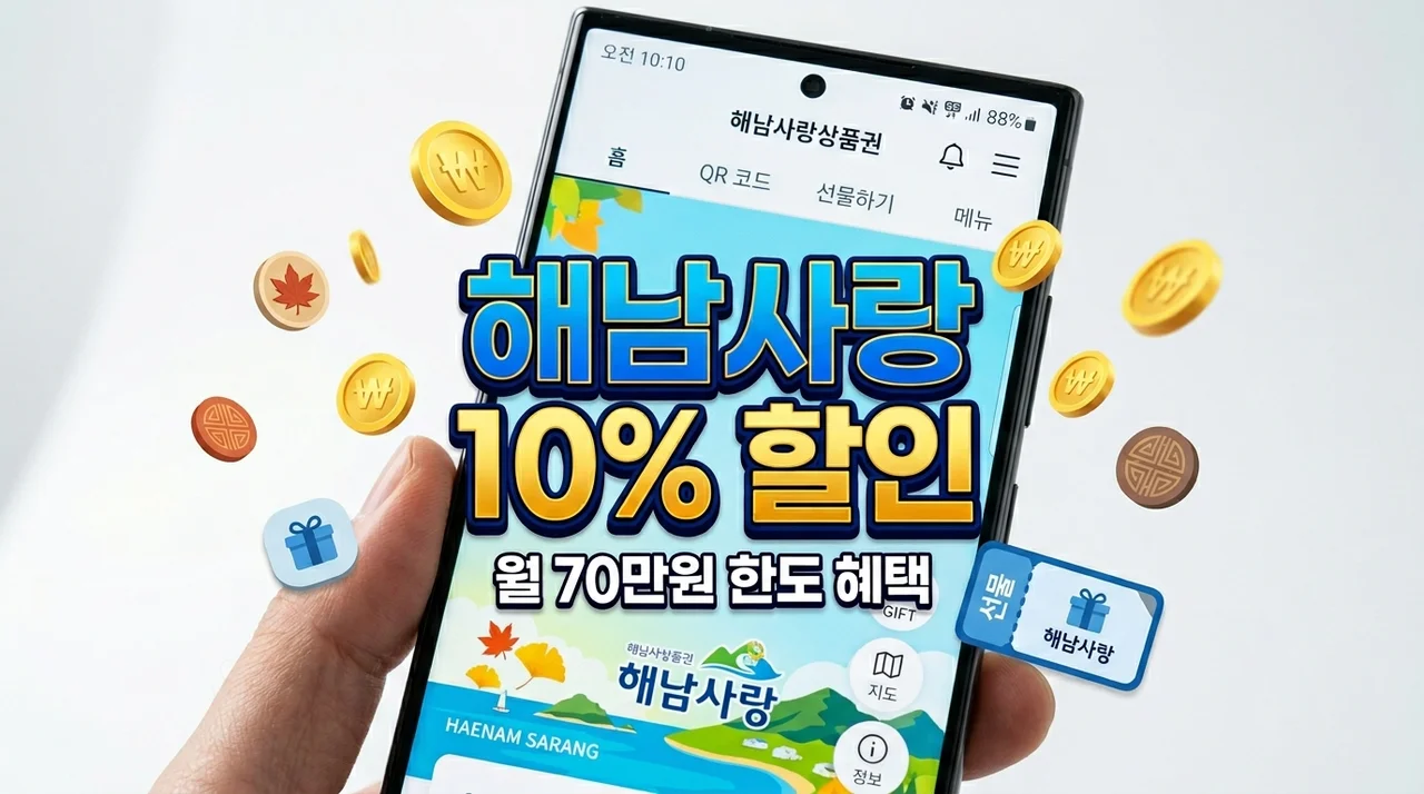 해남사랑상품권 10% 할인 구매방법 및 월 70만원 한도 소득공제 혜택 총정리