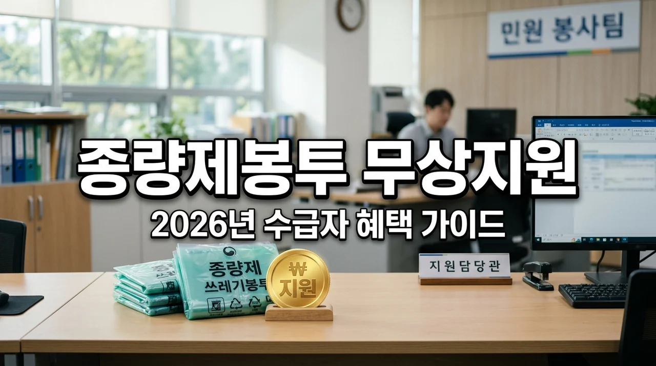 쓰레기 종량제 봉투 무상 지원 신청방법: 2026년 수급자 혜택 총정리