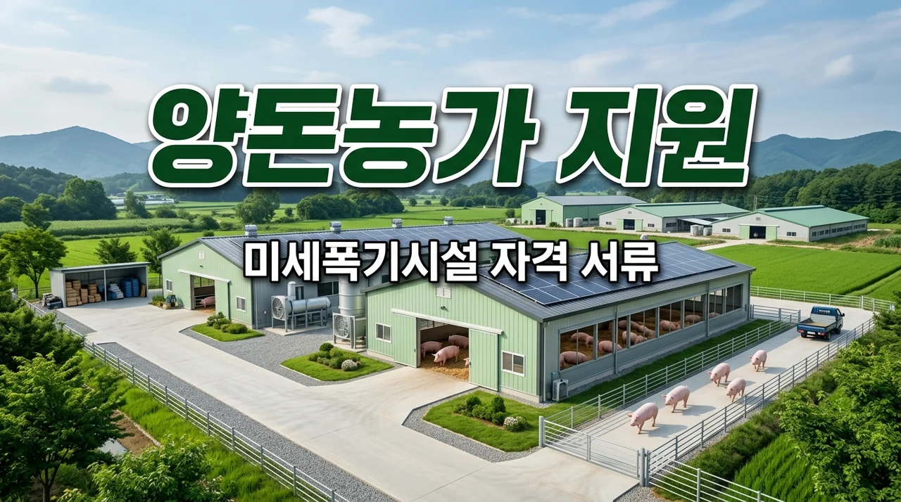 2026 양돈 농가 지원 정책: 미세폭기시설 자격 및 주민센터 신청 서류