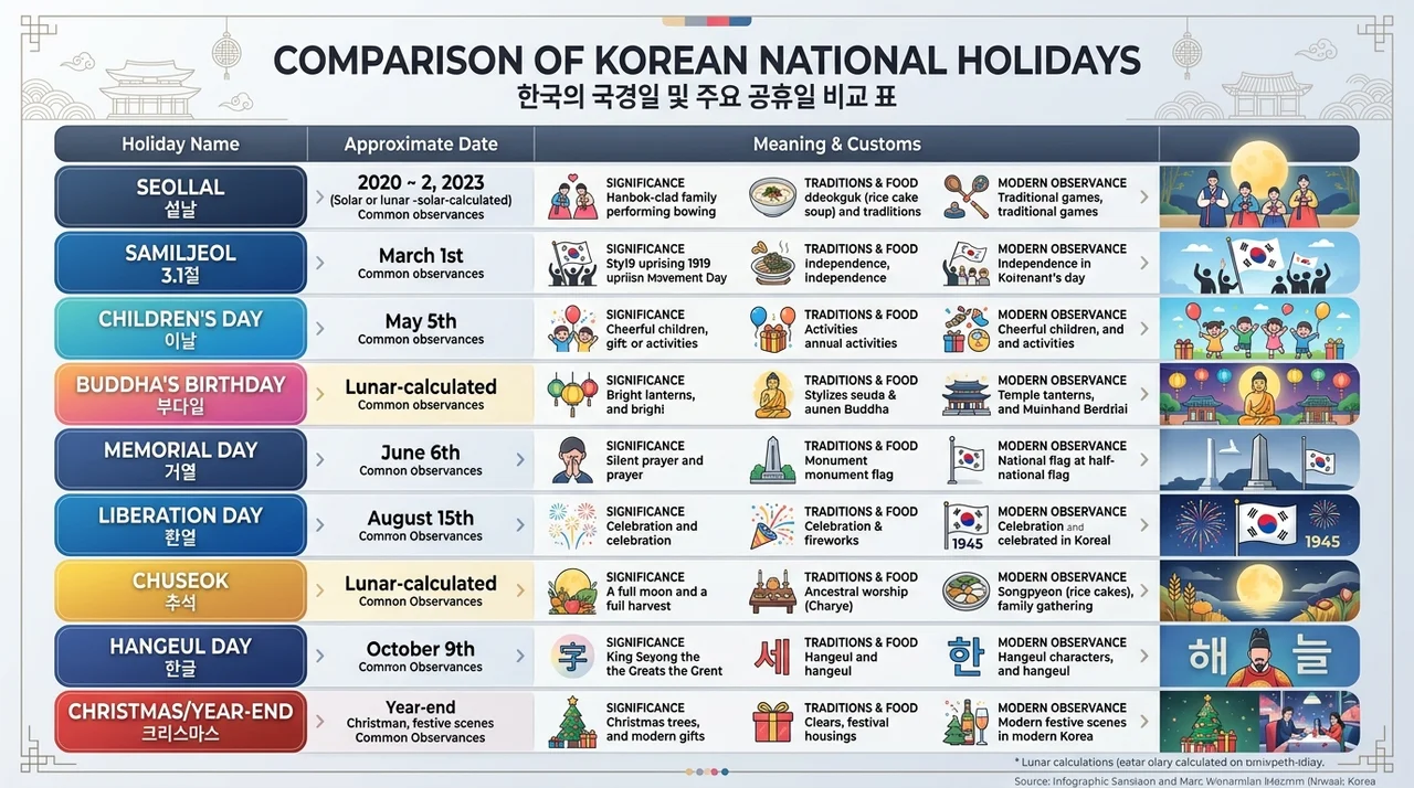제헌절과 다른 국경일의 차이점 한눈에 보기