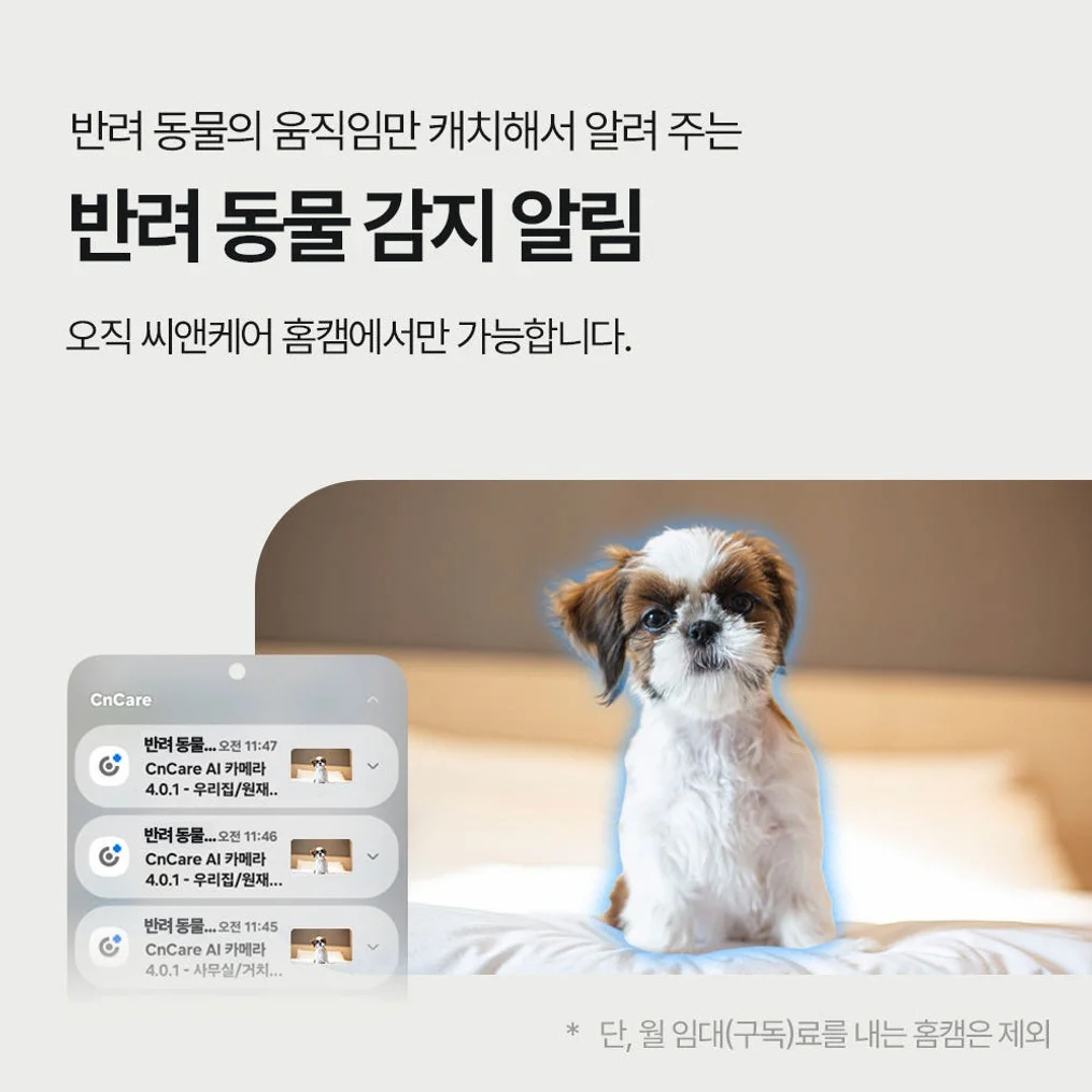 씨앤케어 홈캠 국산서버홈캠 가정용CCTV 홈카메라 400만화소 아기 강아지 상세 이미지 3