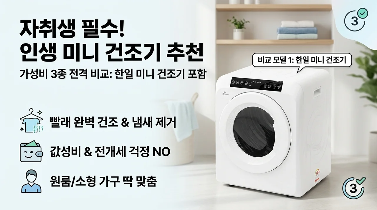 자취생 필수 미니 건조기 추천, 빨래 고민 끝내는 가성비 3종 비교