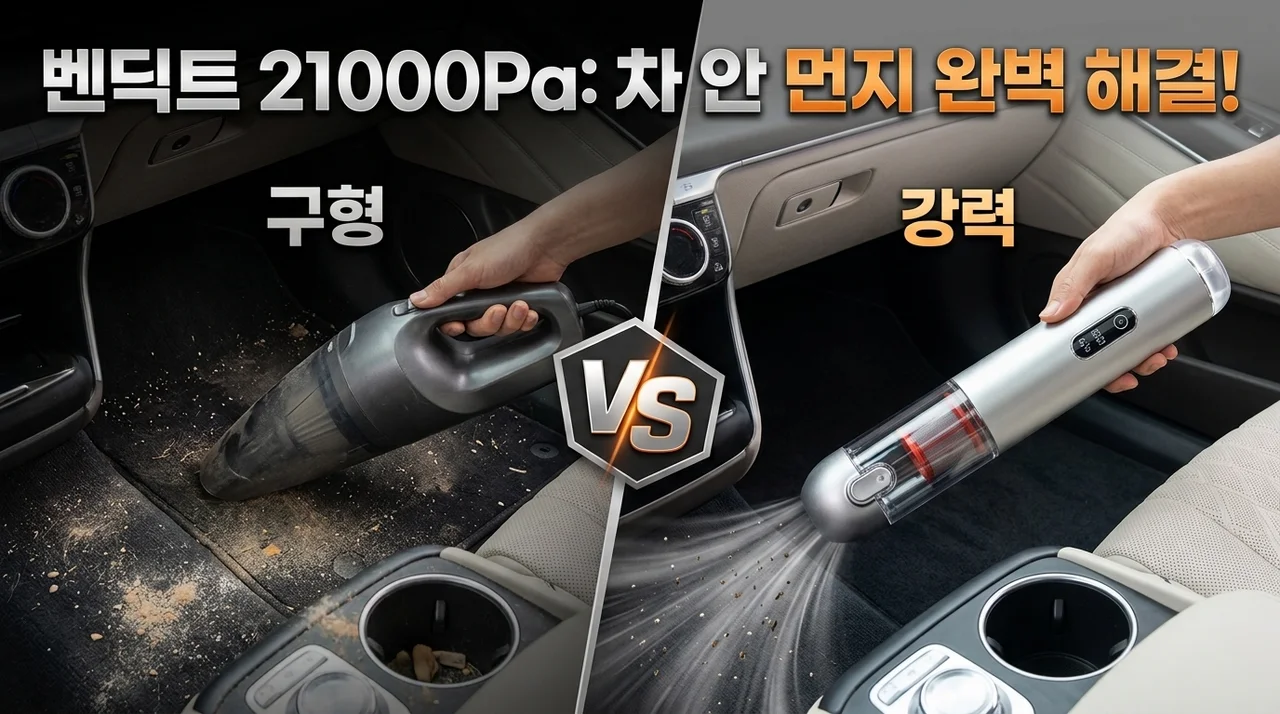벤딕트 차량용 청소기, 21000Pa 흡입력으로 차 안 먼지 완벽 해결