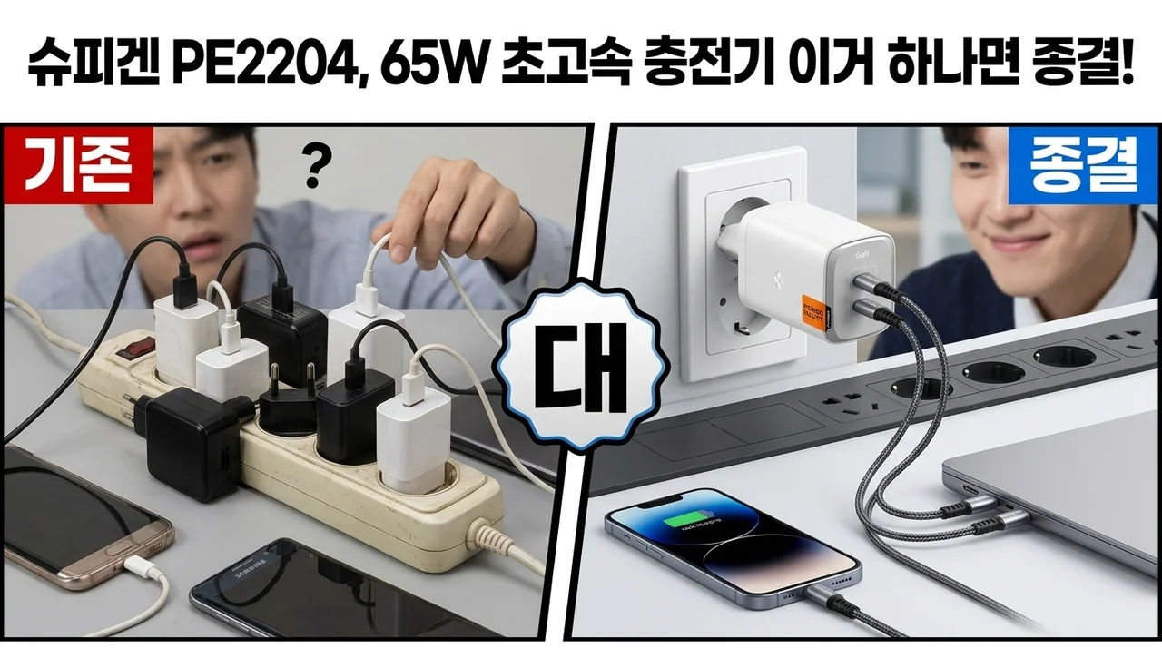슈피겐 PE2204, 65W 초고속 충전기 이거 하나면 종결!