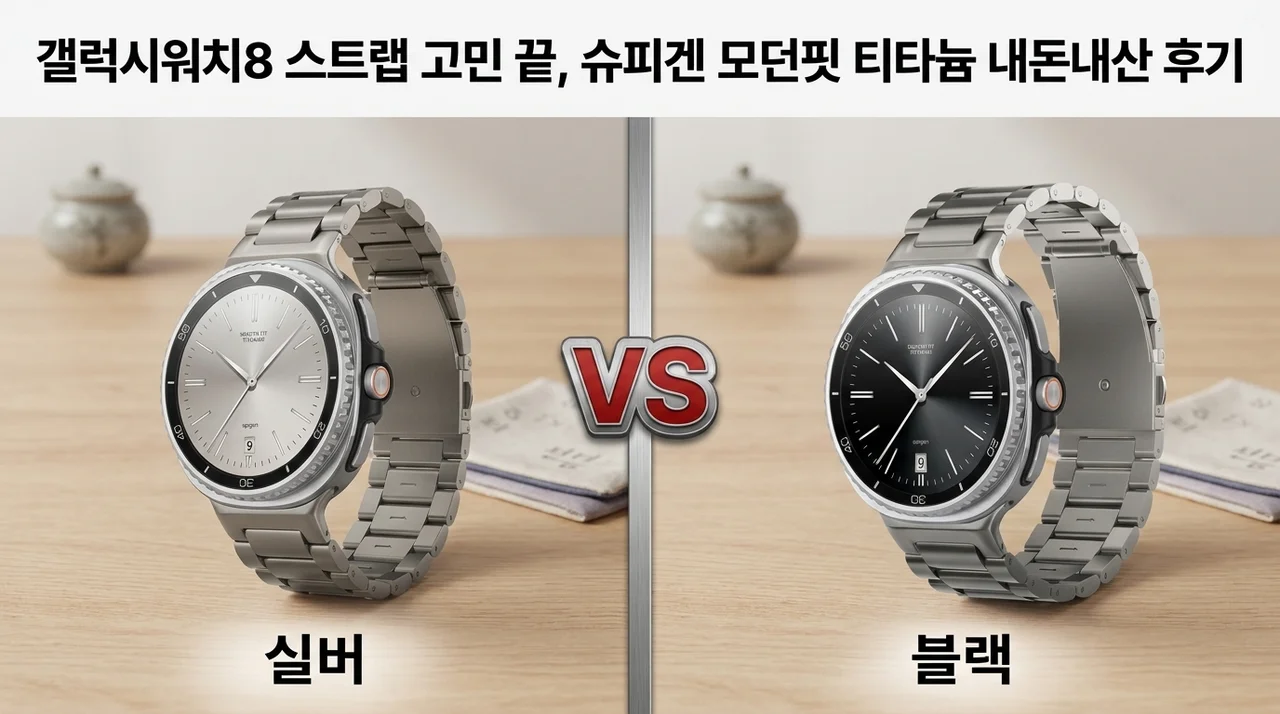 갤럭시워치8 스트랩 고민 끝, 슈피겐 모던핏 티타늄 내돈내산 후기