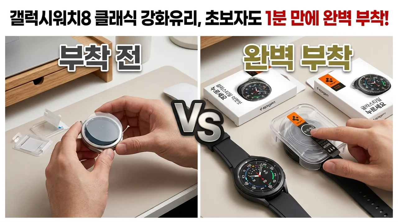 갤럭시워치8 클래식 강화유리, 초보자도 1분 만에 완벽 부착!