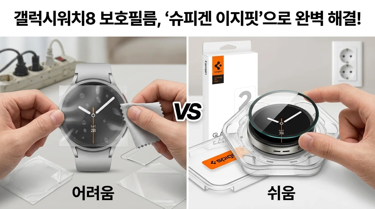 갤럭시워치8 강화유리 보호필름, 슈피겐 이지핏으로 해결한 이유
