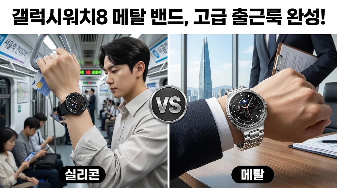 갤럭시워치8 스트랩 메탈 밴드, 고급스러운 출근룩 완성하는 꿀템