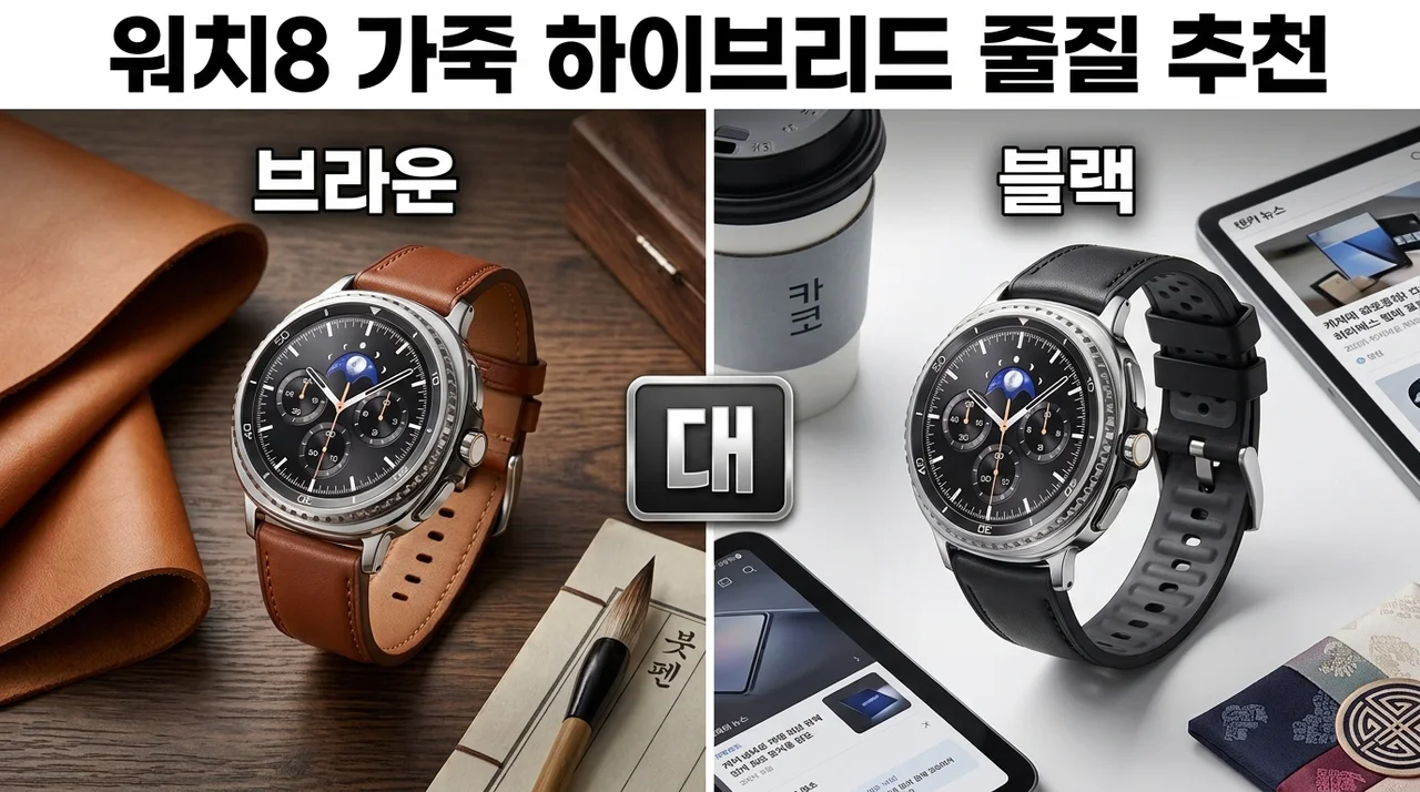 갤럭시워치8 스트랩 추천, 클래식한 가죽 하이브리드 줄질 후기