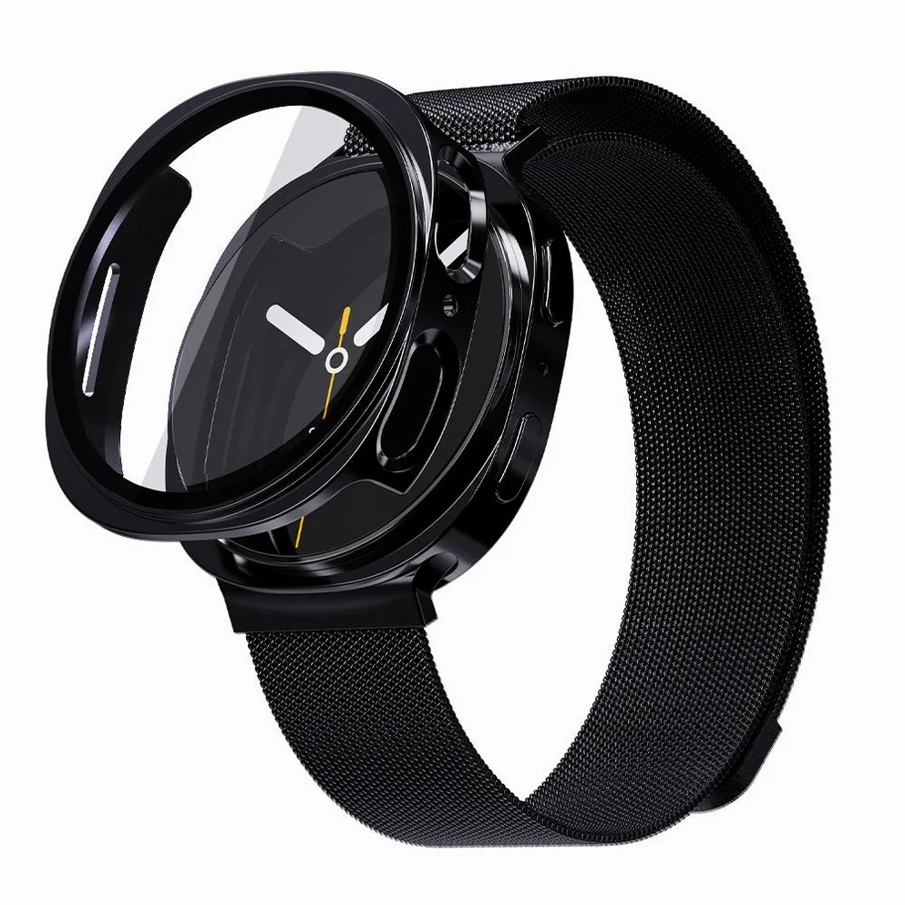 갤럭시워치8 메탈 스트랩 밀레니즈 + 풀커버 케이스 SET 갤럭시워치8, 40mm, 실버 상세 이미지 2