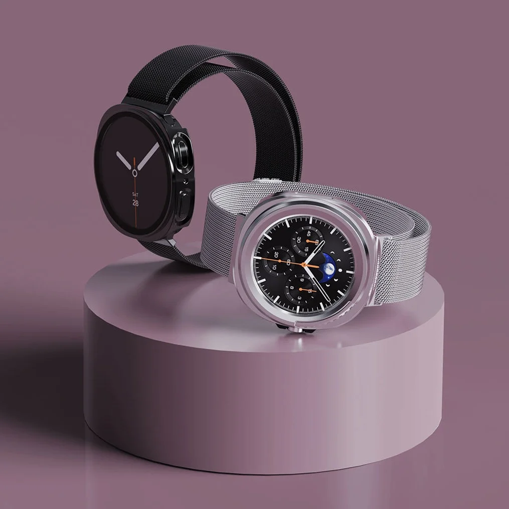 갤럭시워치8 메탈 스트랩 밀레니즈 + 풀커버 케이스 SET 갤럭시워치8, 40mm, 실버 상세 이미지 3