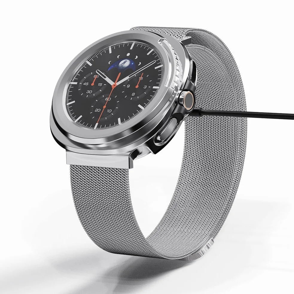 갤럭시워치8 메탈 스트랩 밀레니즈 + 풀커버 케이스 SET 갤럭시워치8, 40mm, 실버 상세 이미지 5