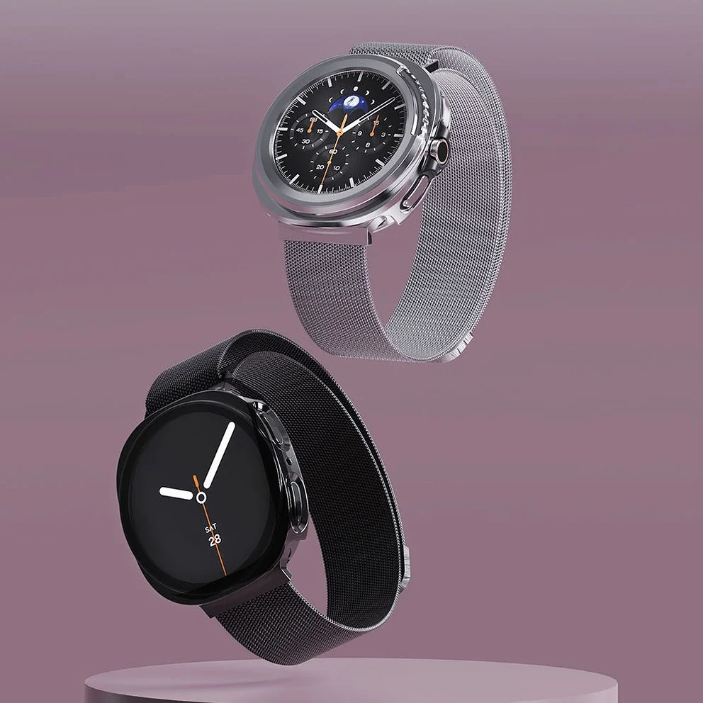 갤럭시워치8 메탈 스트랩 밀레니즈 + 풀커버 케이스 SET 갤럭시워치8, 40mm, 실버 상세 이미지 7