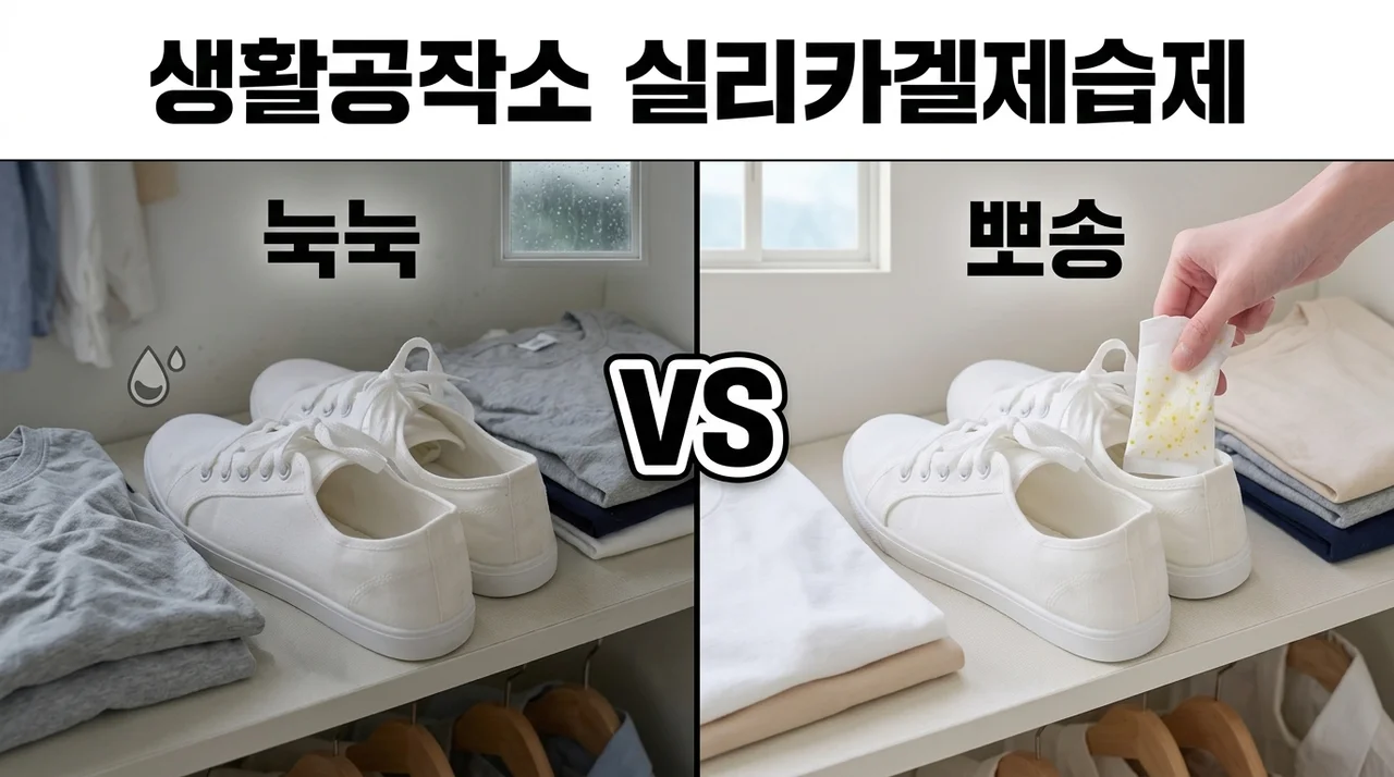 생활공작소 실리카겔제습제, 꿉꿉한 장마철 옷장 고민 끝내는 꿀팁