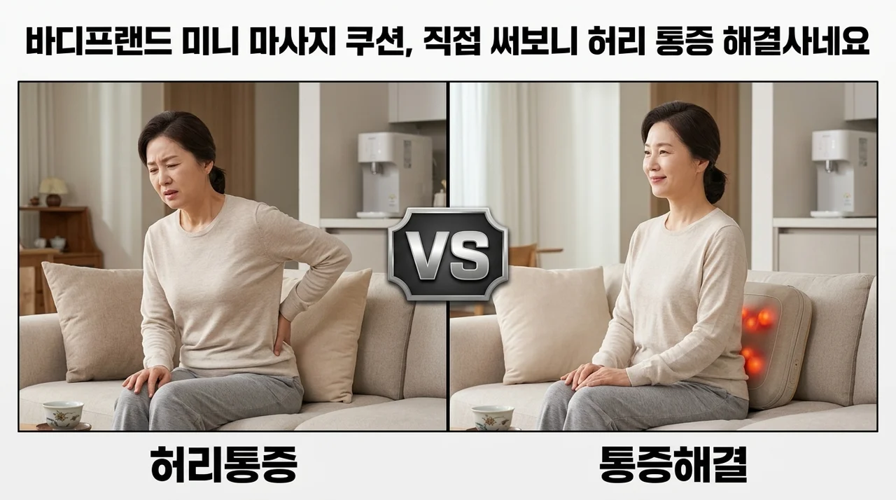 바디프랜드 미니 마사지 쿠션, 직접 써보니 허리 통증 해결사네요