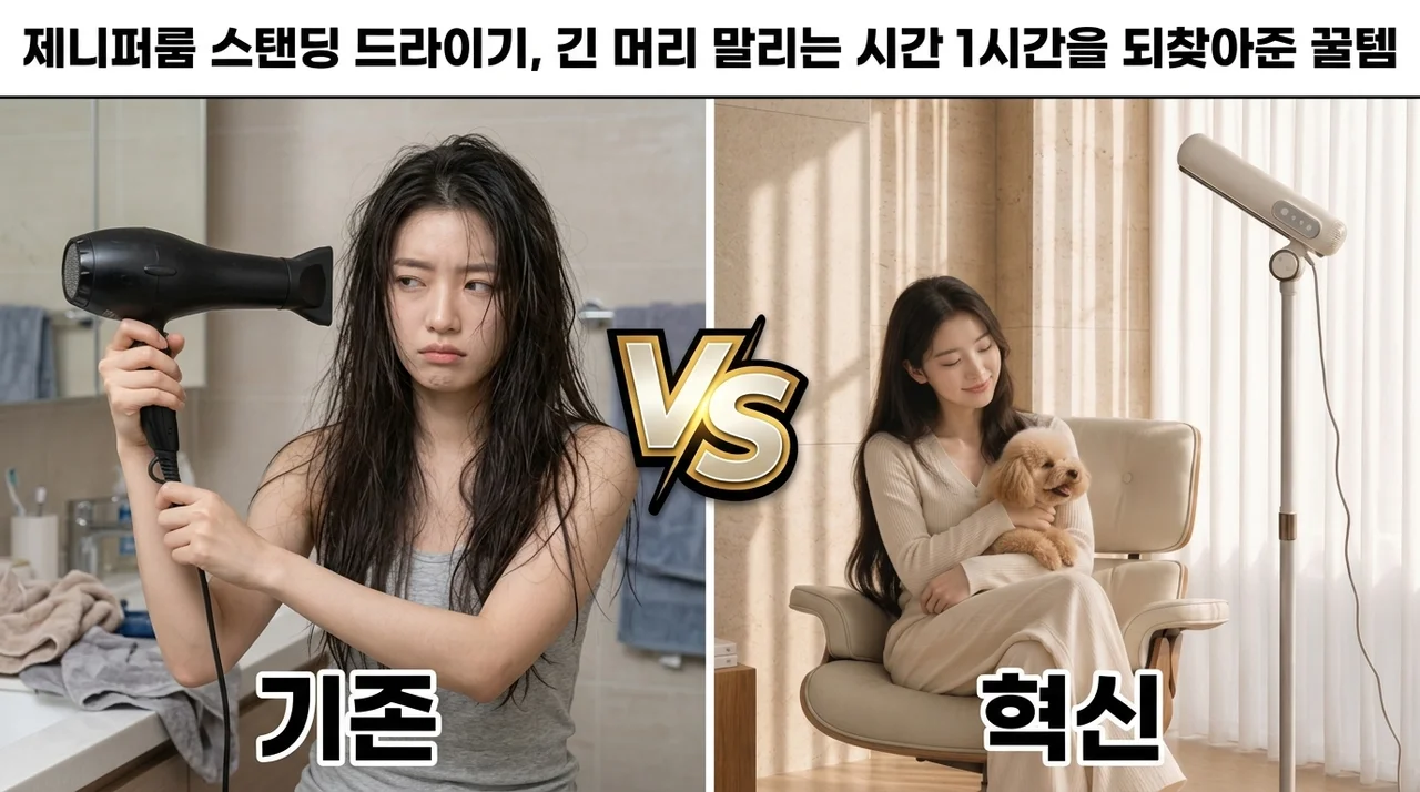 제니퍼룸 스탠딩 드라이기, 긴 머리 말리는 시간 1시간을 되찾아준 꿀템
