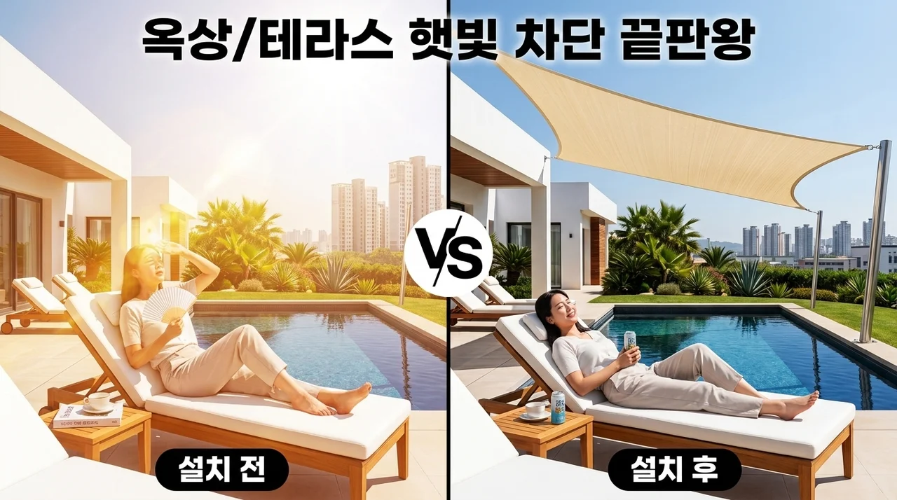 썬쉐이드 그늘막, 옥상 테라스 햇빛 차단 고민 끝낼 가성비 아이템