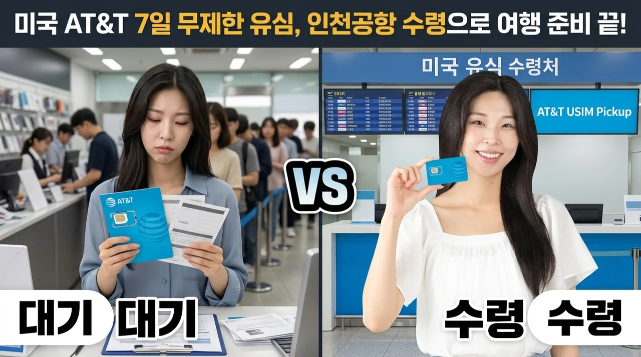 미국 AT&T 7일 무제한 유심, 인천공항 수령으로 여행 준비 끝!