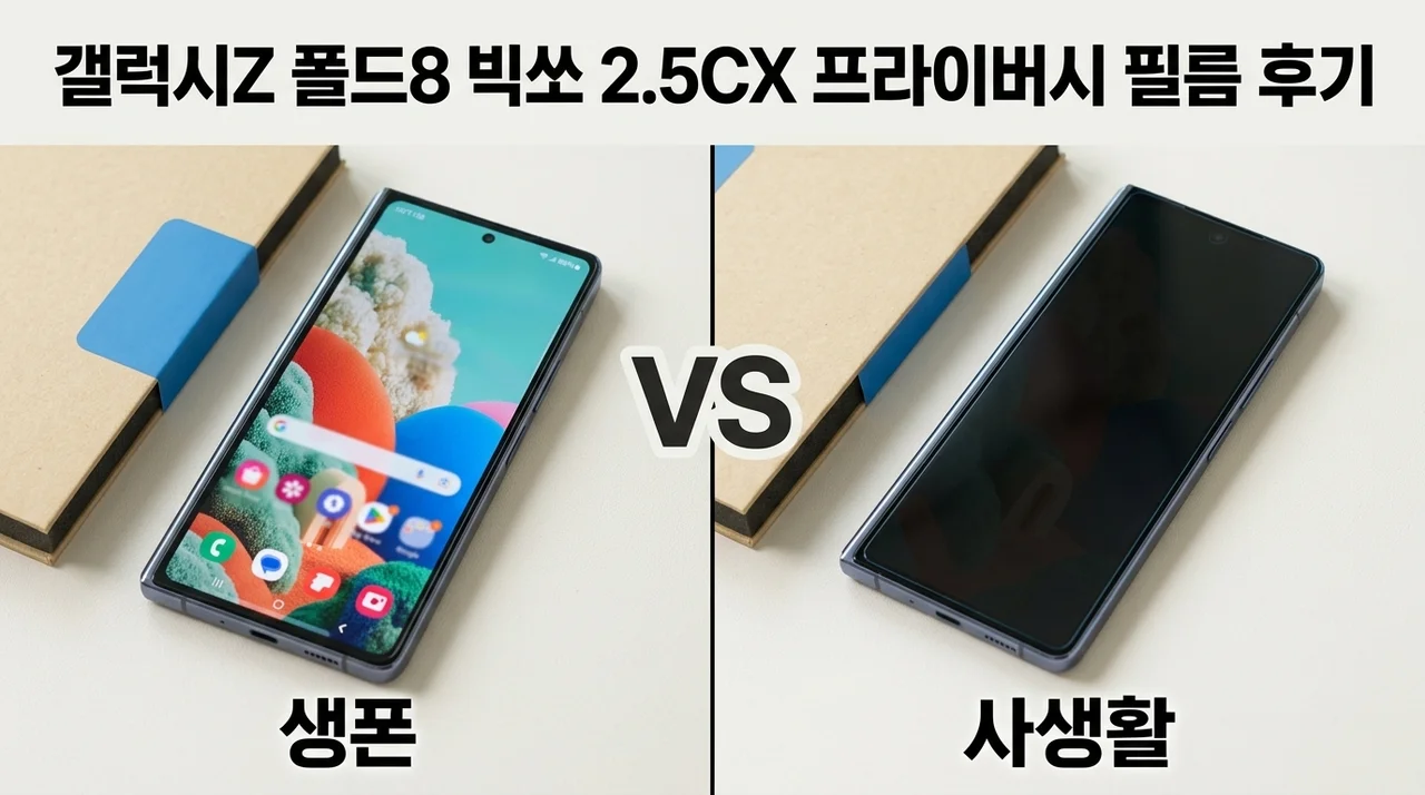 빅쏘 2.5CX 사생활 보호필름, 갤럭시Z 폴드8 2매입 내돈내산 후기