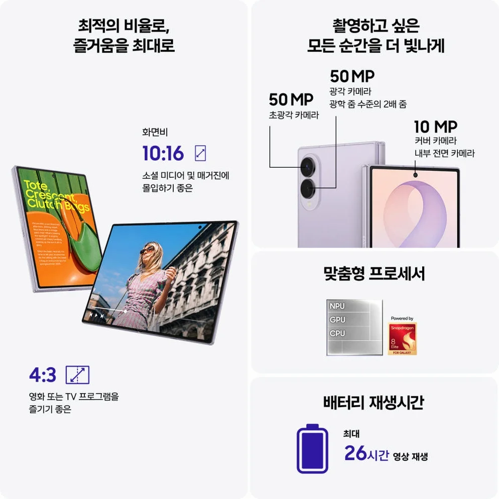 [사전구매 더블업] 삼성 공식 갤럭시 Z폴드8 256GB 자급제 SM-F971N 상세 이미지 1