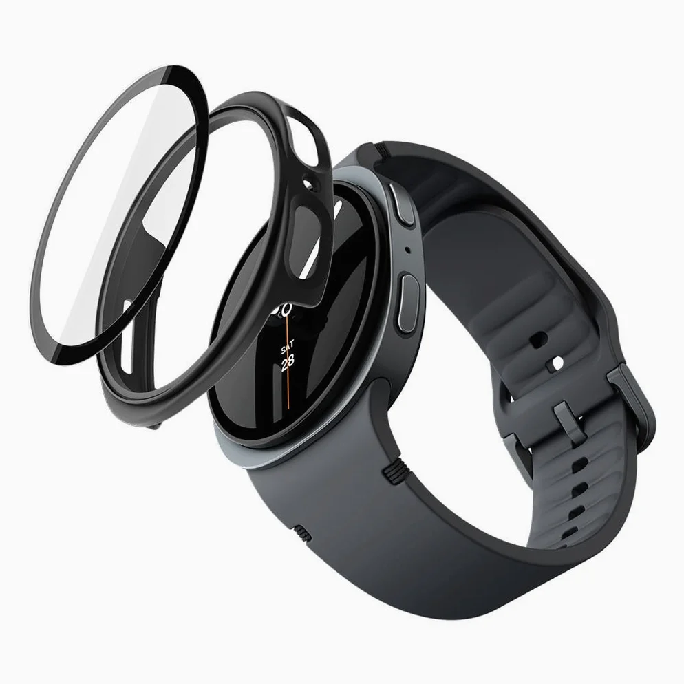 갤럭시워치 강화유리 풀커버 케이스 씬핏360 갤럭시 워치9, 44mm, 블랙 상세 이미지 3