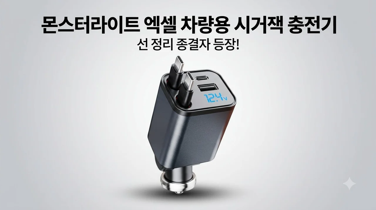 몬스터라이트 엑셀 차량용 시거잭 충전기, 선 정리 종결자 등장!