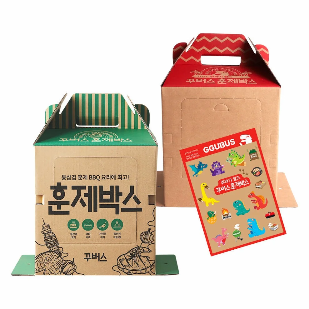 꾸버스 훈제박스 바베큐그릴 캠핑 일회용 접이식 훈제 직화 오리지널 BBQ 상세 이미지 4