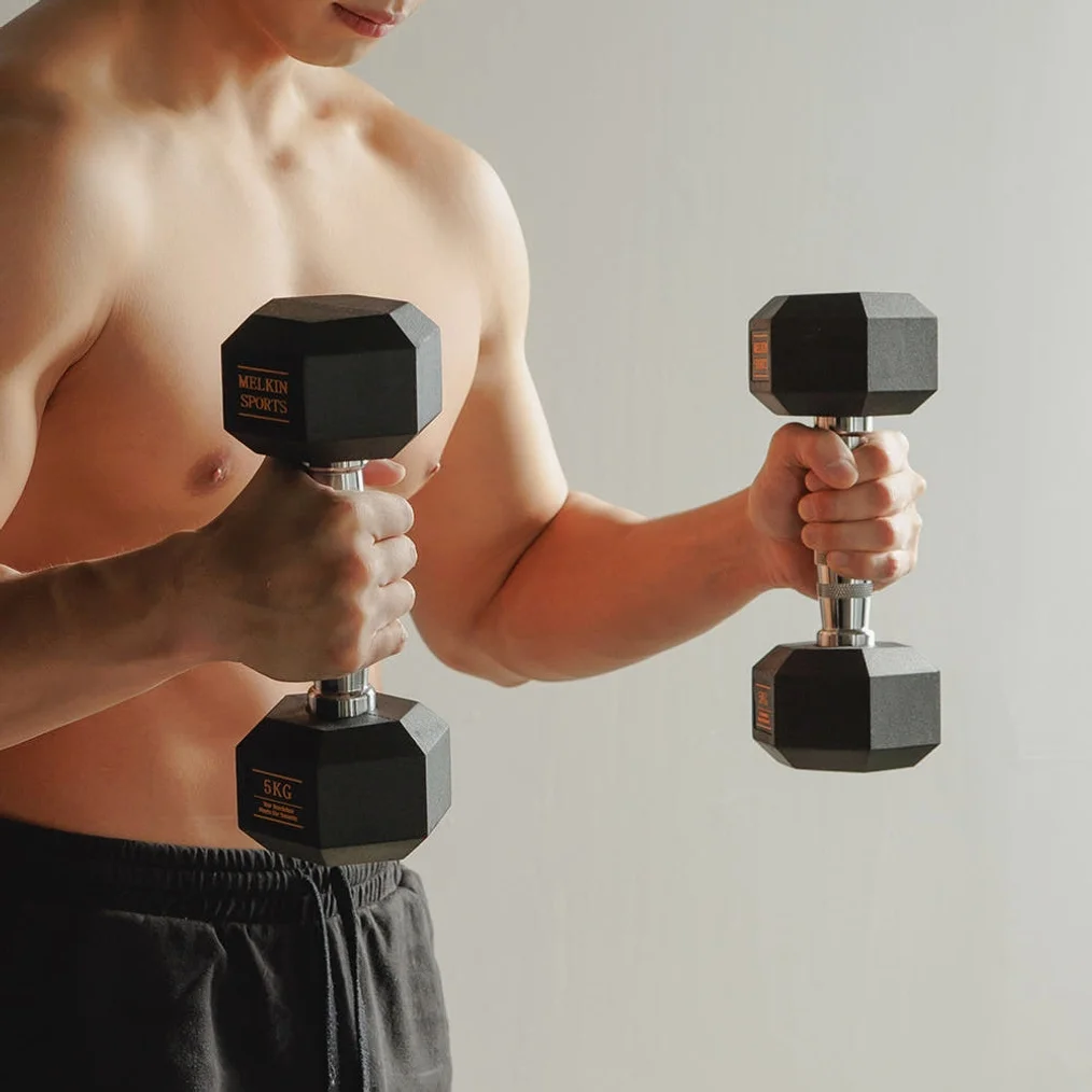 멜킨 고무 육각 덤벨 8kg 홈트레이닝 헬스장 크로스핏 운동 기구 근력 홈짐 아령 상세 이미지 3
