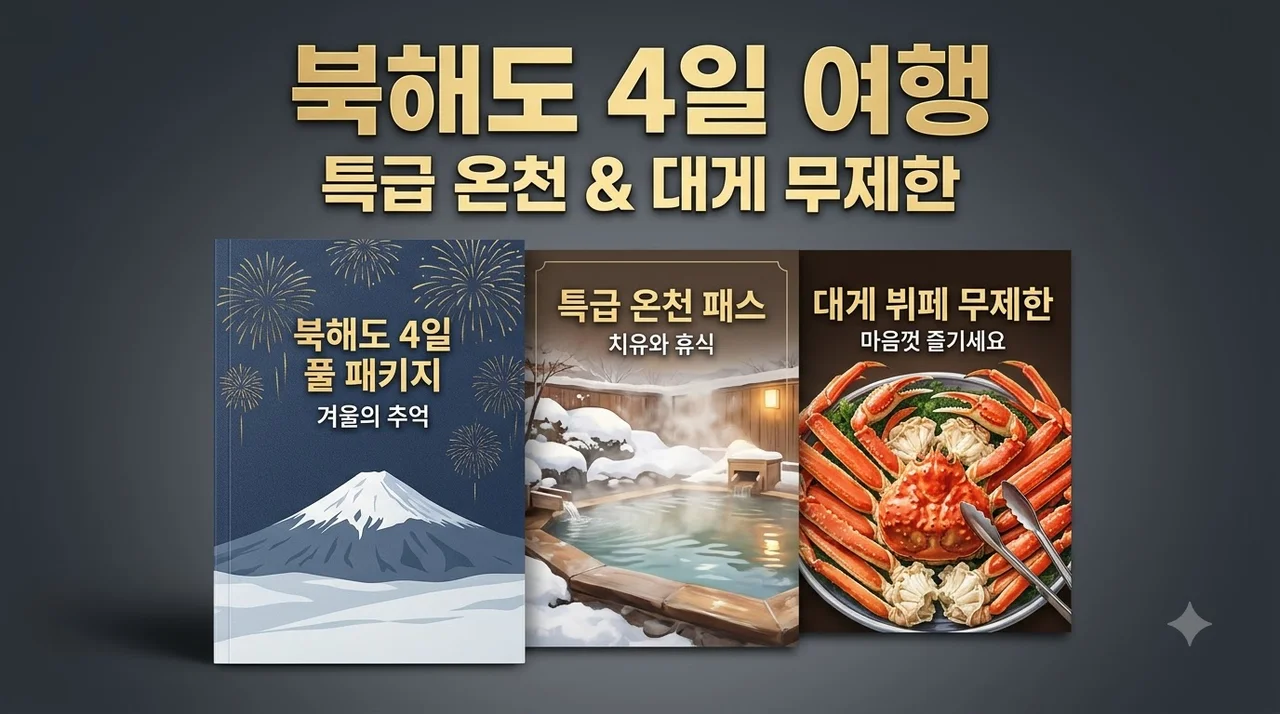 북해도 4일 여행, 110만 원대 특급 온천과 대게 뷔페 무제한