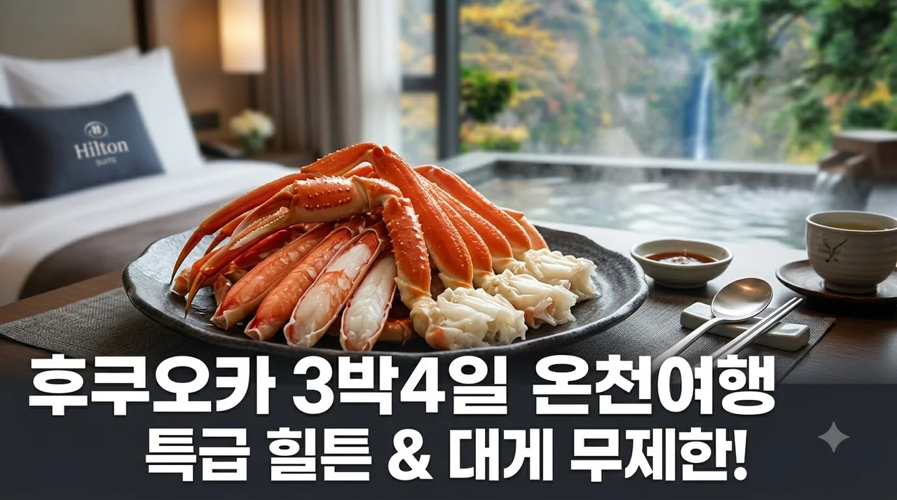 후쿠오카 3박4일 온천여행, 특급 힐튼 숙박과 대게 무제한의 행복