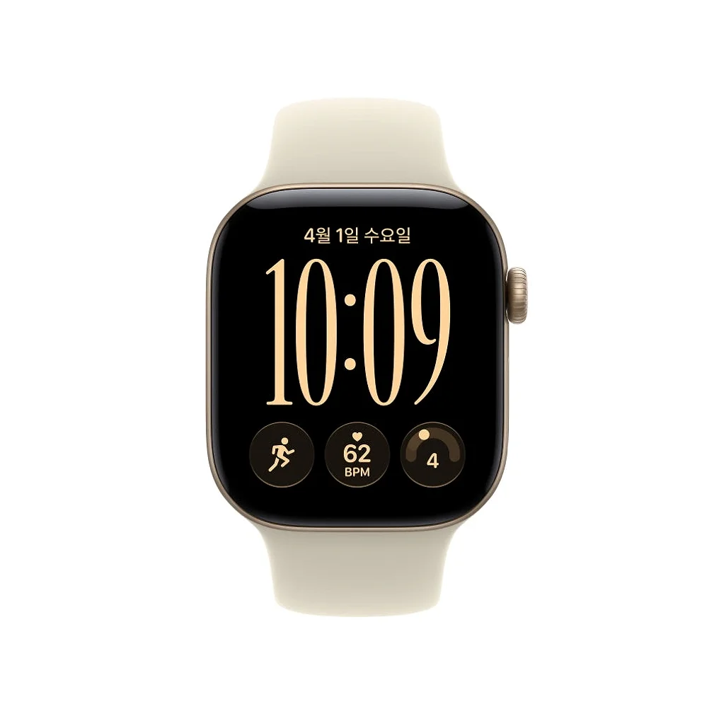 (1차 예약) 공식 애플워치 12 GPS 42mm 라이트 골드 알루미늄, 샌드 스포츠 밴드 (M/L) MJEE4KH/A 상세 이미지 2