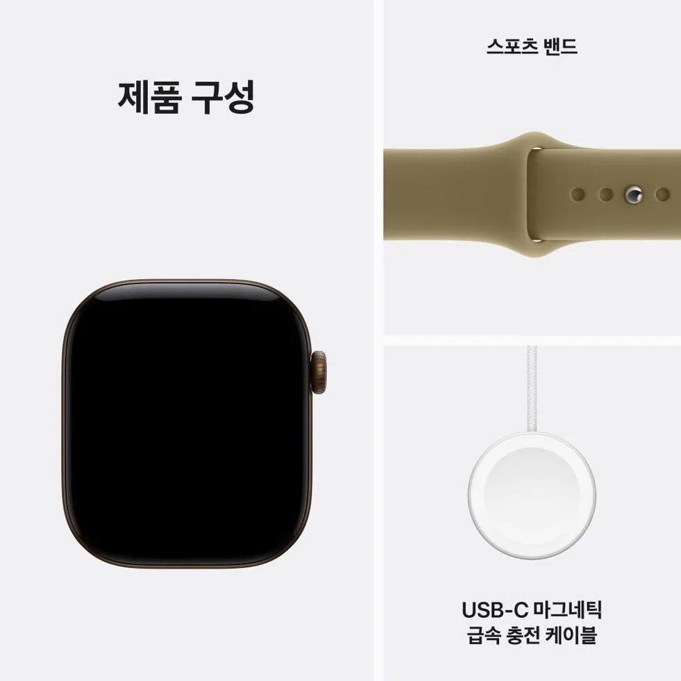 (1차 예약) 공식 애플워치 12 GPS 46mm 다크 브론즈 알루미늄, 올리브 스포츠 밴드 (S/M) MJEQ4KH/A 상세 이미지 7