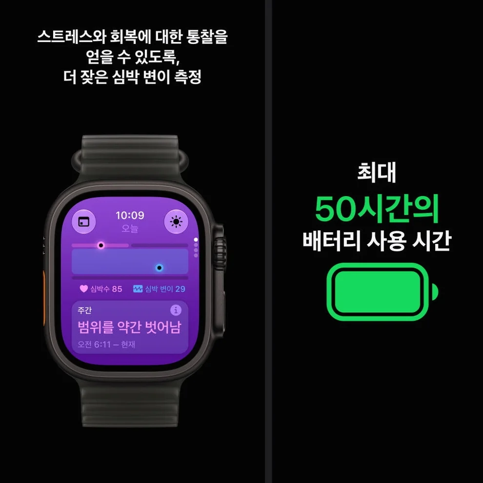 (2차 예약) 애플워치 울트라 4 셀룰러 블랙 티타늄, 49mm, 버건디 트레일 루프(S/M) 상세 이미지 7