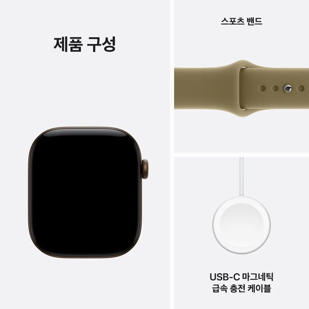 (1차 예약) 공식 애플워치 12 GPS 46mm 다크 브론즈 알루미늄, 올리브 스포츠 밴드 (M/L) MJEU4KH/A 상세 이미지 3
