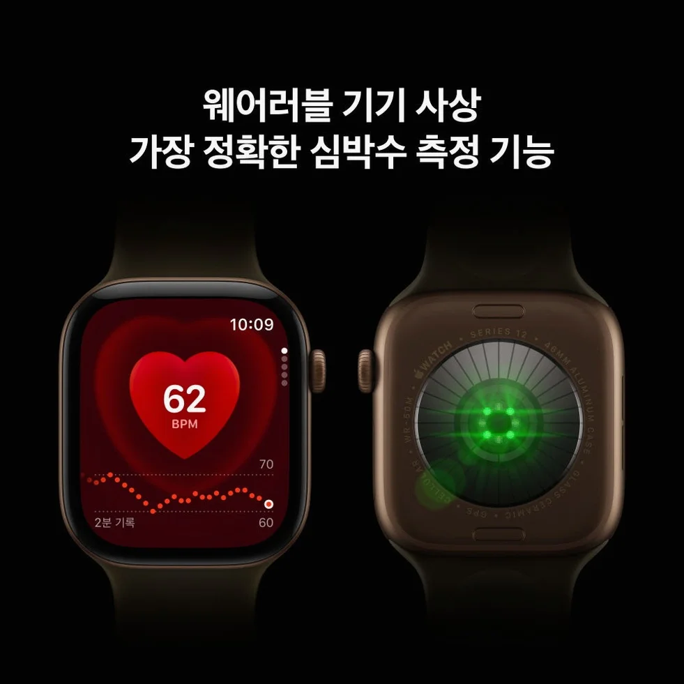 (1차 예약) 공식 애플워치 12 GPS 46mm 다크 브론즈 알루미늄, 올리브 스포츠 밴드 (M/L) MJEU4KH/A 상세 이미지 6