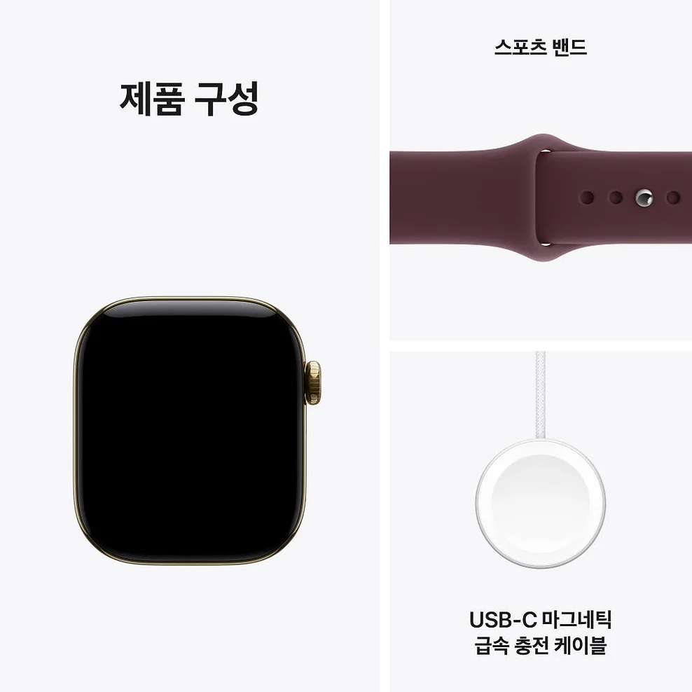 (1차 예약) 공식 애플워치 12 셀룰러 42mm 래디언트 골드 티타늄, 버건디 스포츠 밴드 (M/L) MJGK4KH/A 상세 이미지 5