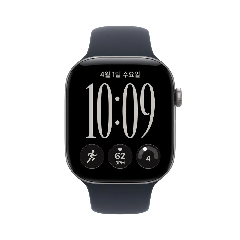 애플 애플워치 12 GPS 알루미늄 스페이스 그레이, 46mm, 네이비 블루 스포츠 밴드(M L) 상세 이미지 1