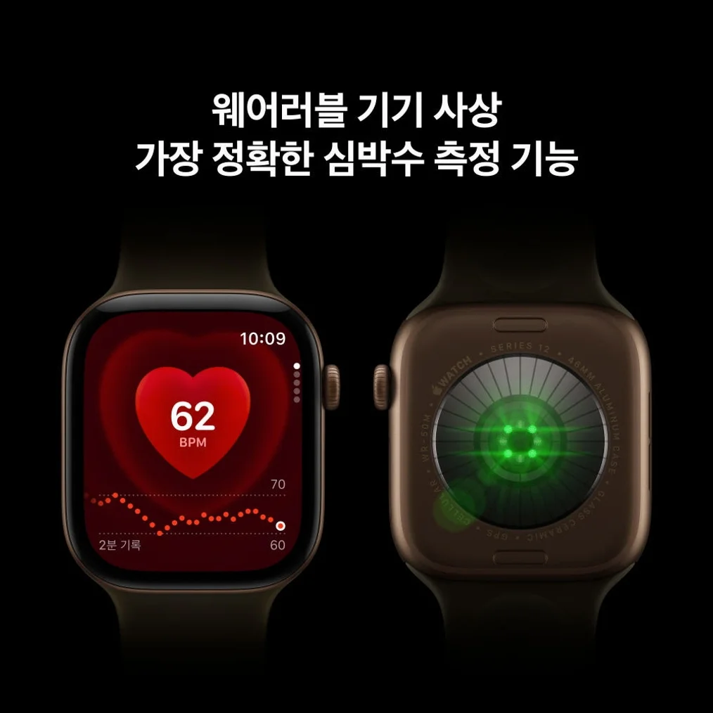 애플 애플워치 12 GPS 알루미늄 스페이스 그레이, 46mm, 네이비 블루 스포츠 밴드(M L) 상세 이미지 3