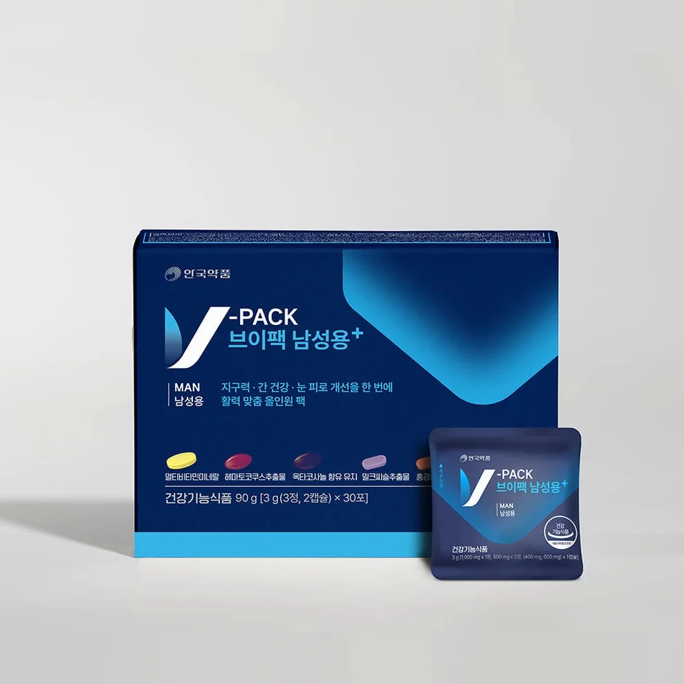 안국약품 브이팩 남성용+ 올인원 멀티팩 종합비타민 옥타코사놀 30포 90g, 6개 상세 이미지 2