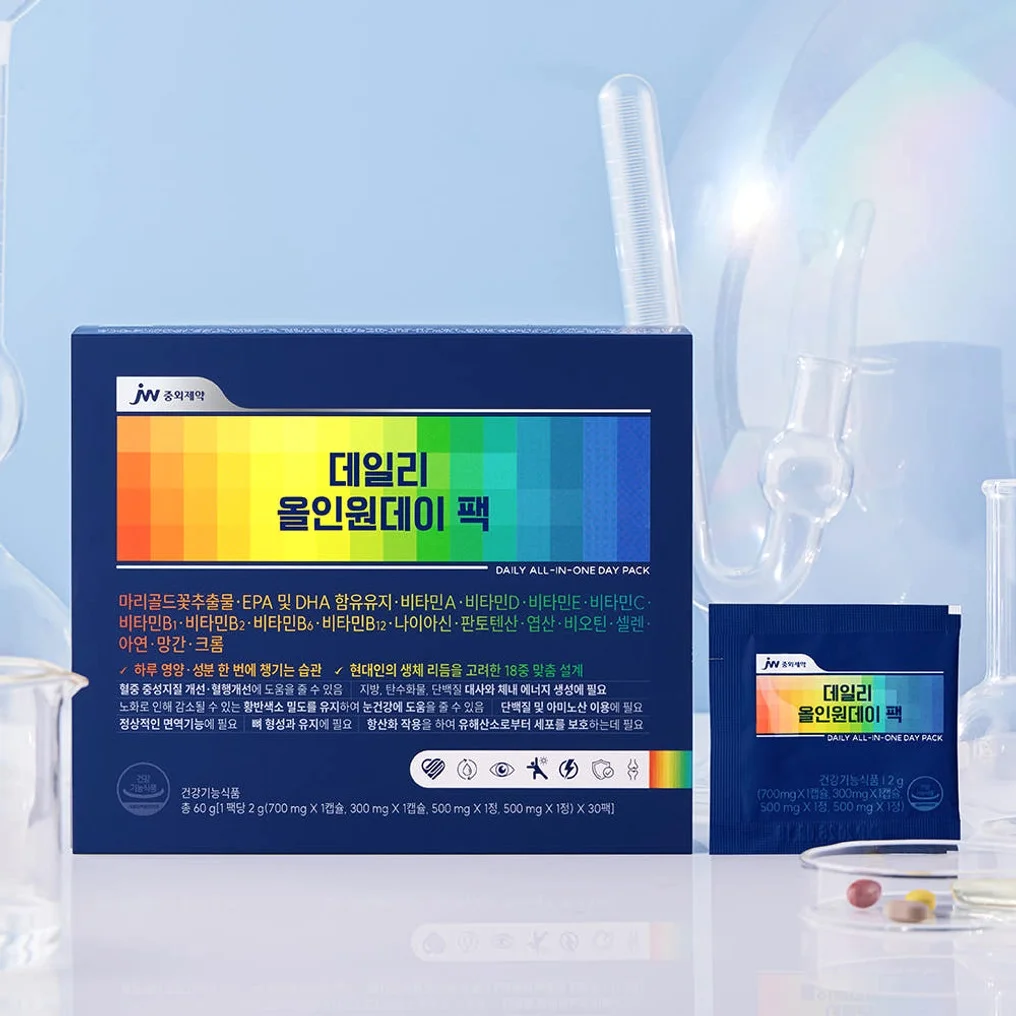 [3개월] JW중외제약 데일리 올인원데이 팩 종합영양제 루테인 오메가3 비타민 2g 30포, 3개 상세 이미지 2