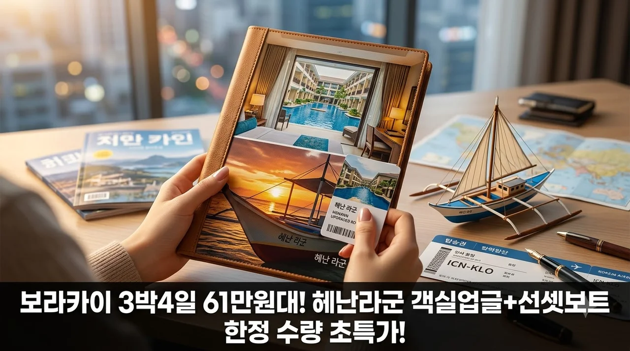 보라카이 3박4일 61만원대! 헤난라군 객실업글+선셋보트