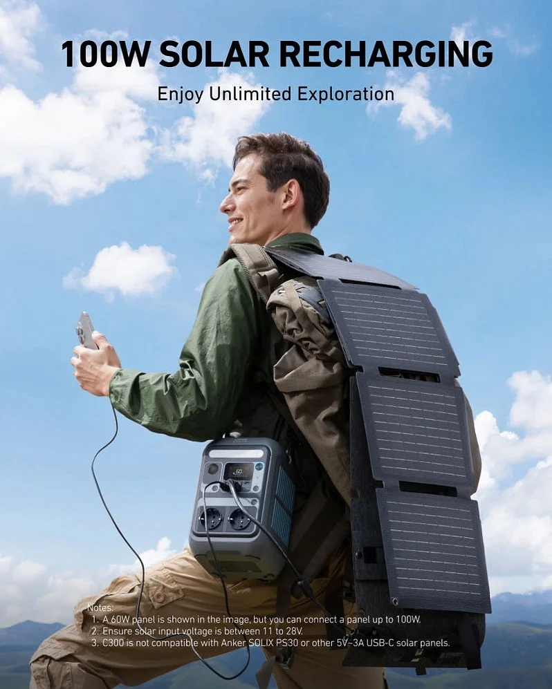 ANKER SOLIX C300 휴대용 발전소 LiFePO4 태양광 다크그레이 유럽표준 300W~500W 상세 이미지 5