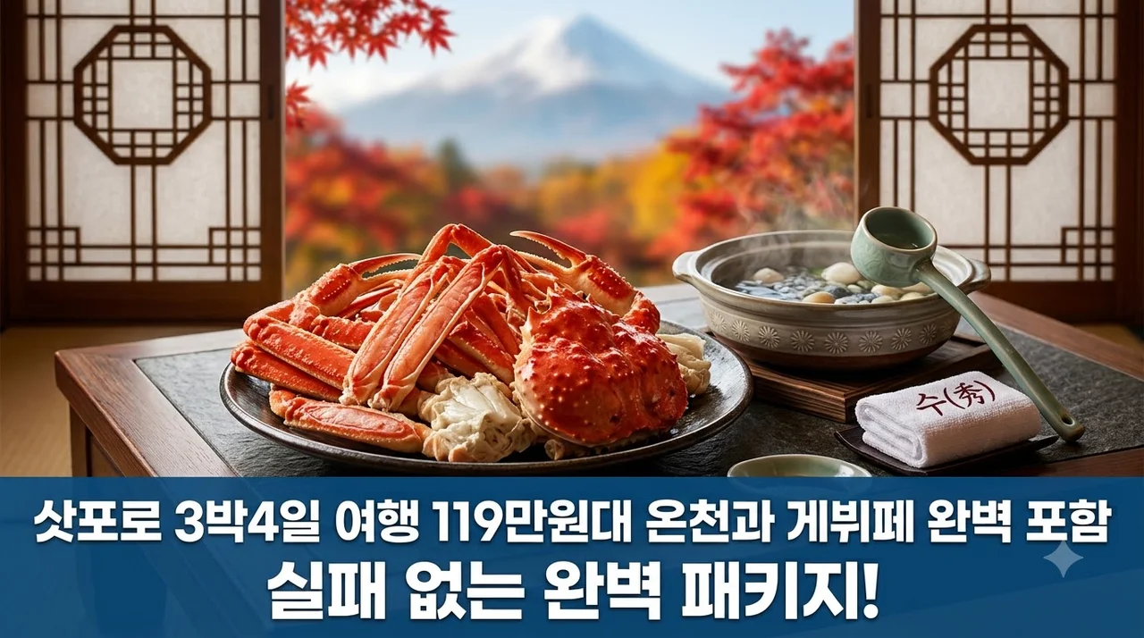 삿포로 3박4일 여행 119만원대 온천과 게뷔페 완벽 포함