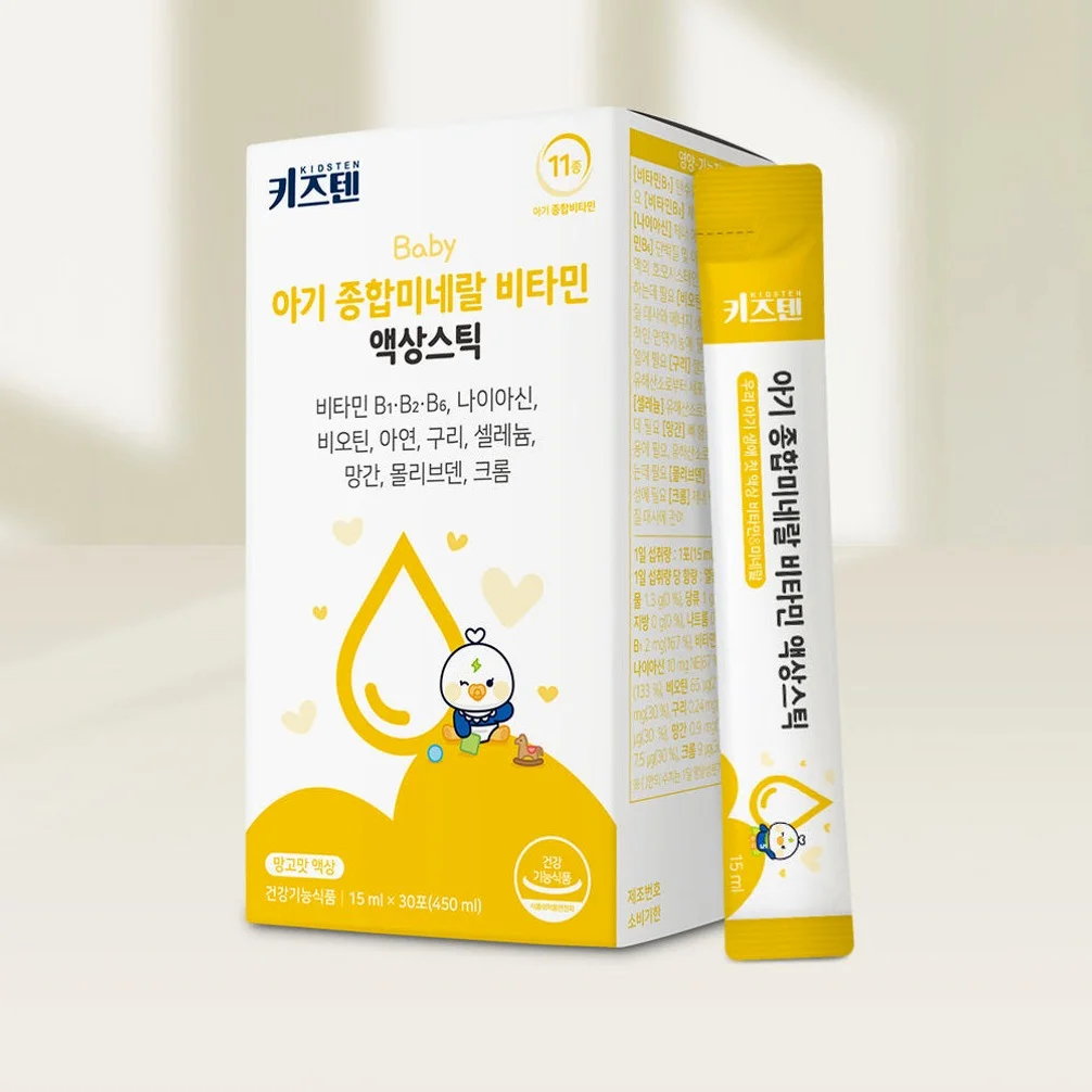 키즈텐 아기 유아 종합 미네랄 영양제 멀티 비타민 망고맛 시럽 액상스틱 30포, 1개 상세 이미지 3
